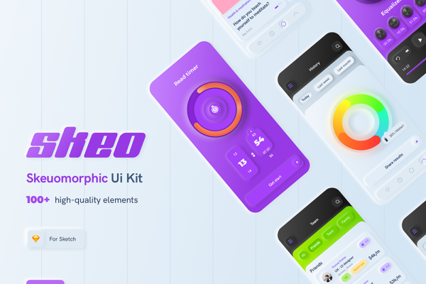 skeo Neumorphic新拟物风格app ui .sketch素材