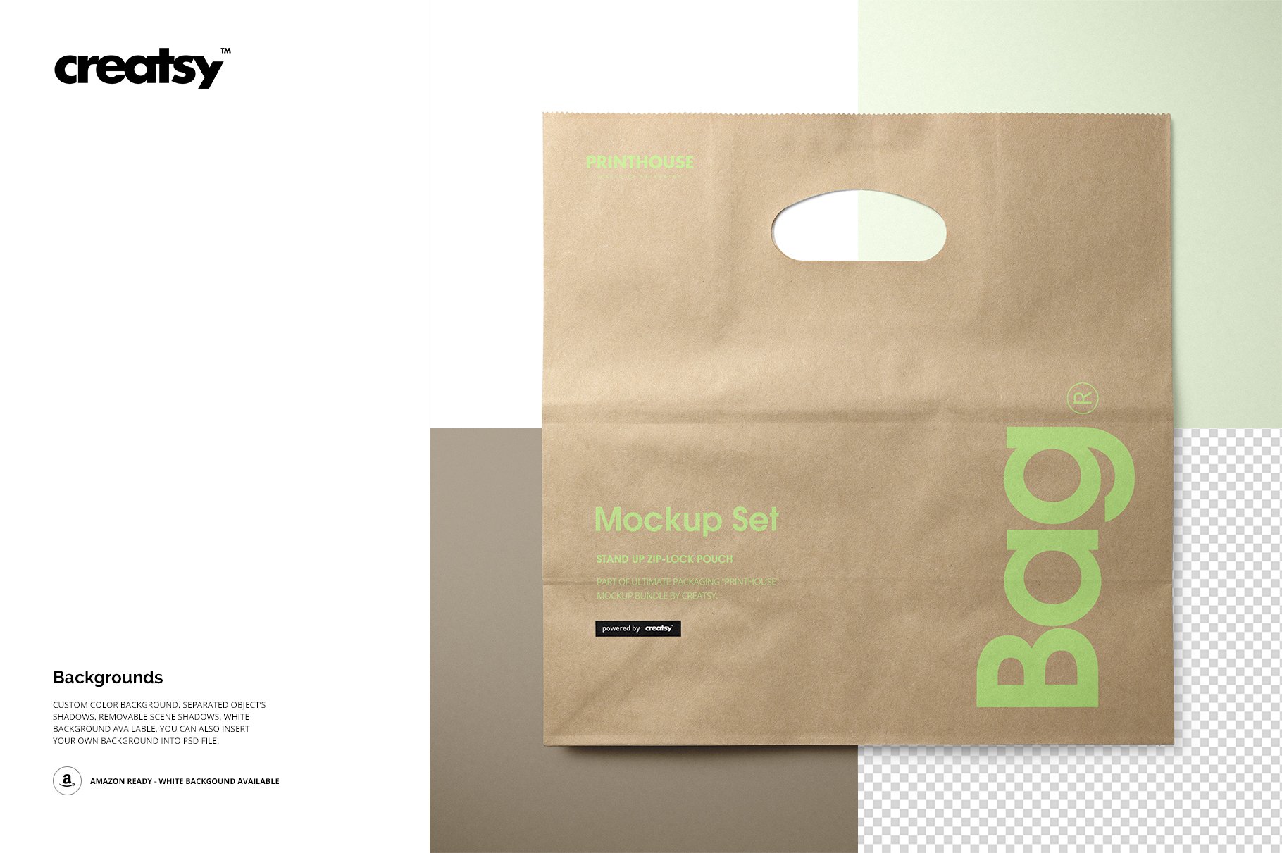 9款牛皮纸购物手提袋包装设计展示贴图PS样机套装（穿孔/带绳）