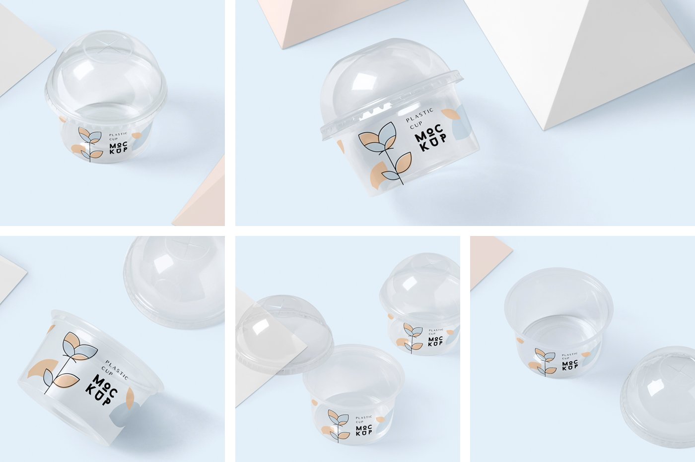 透明冰激凌酸奶塑料包装罐设计展示样机