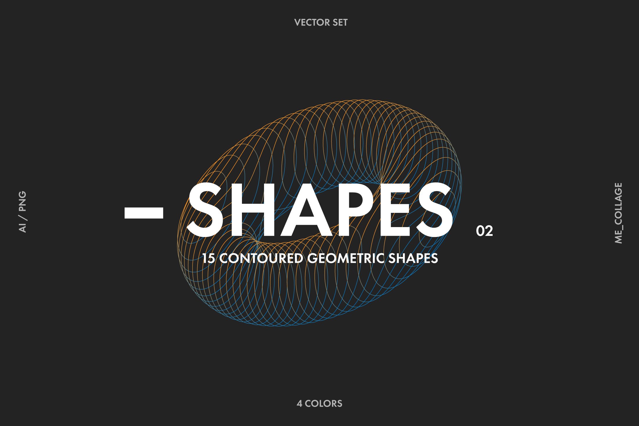 抽象线条构成3d几何矢量素材Contoured Vector Geometric Shapes