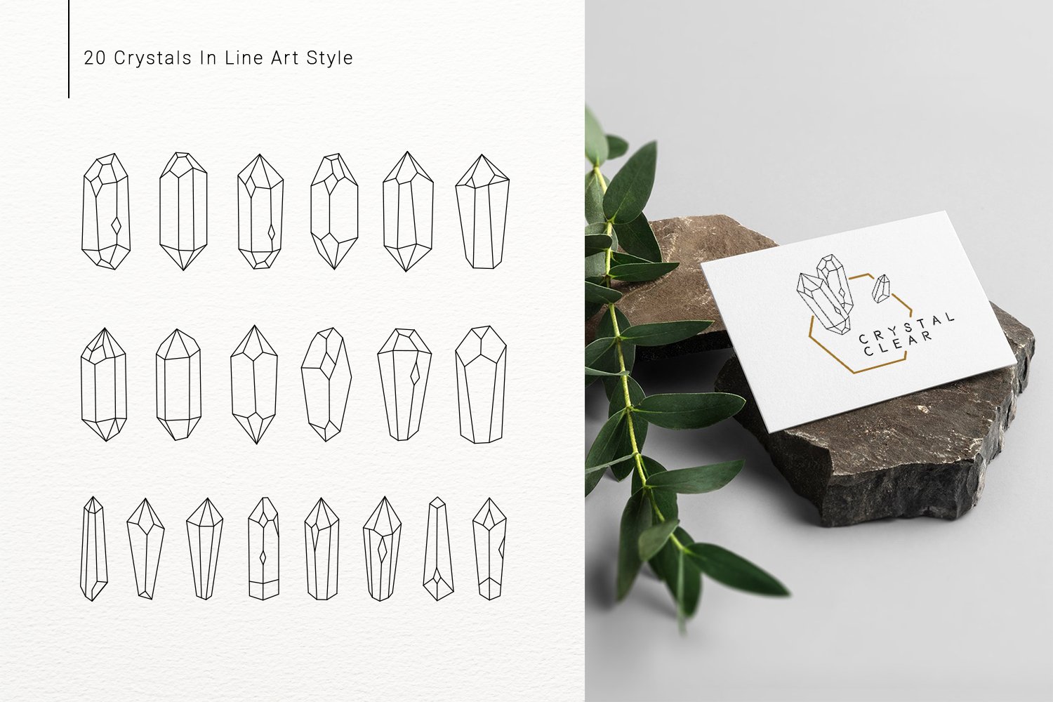 抽象创意大理石雕塑水晶植物元素Logo形状图案设计素材