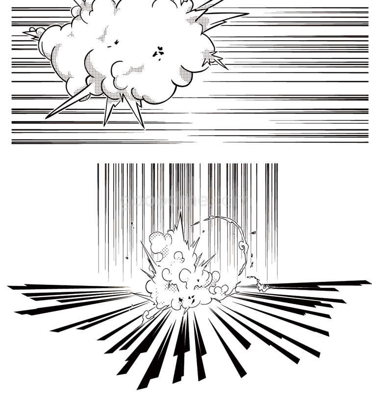 663 日式漫画绘画爆炸烟雾效果元素 AI矢量图案PNG免抠图案设计PS素材