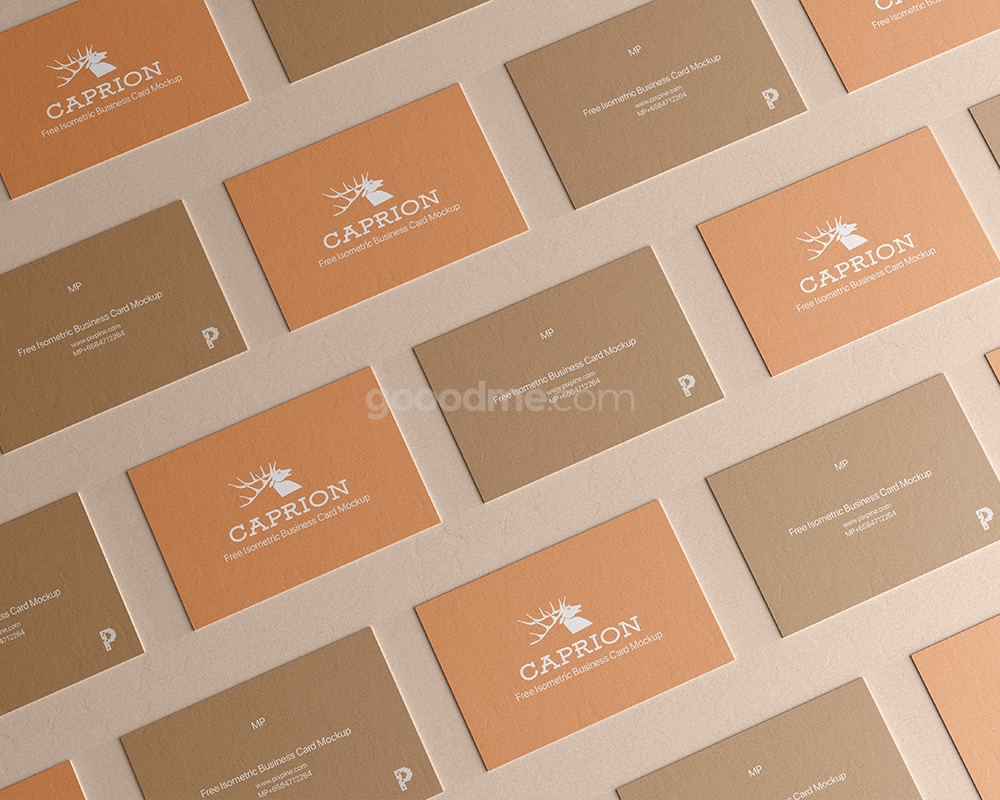 0231 可商用卡片名片海报平铺展示样机 isometric business card mockup