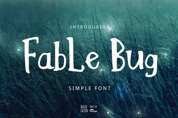儿童寓言故事主题设计英文手写字体 Fable Bug Simple Font