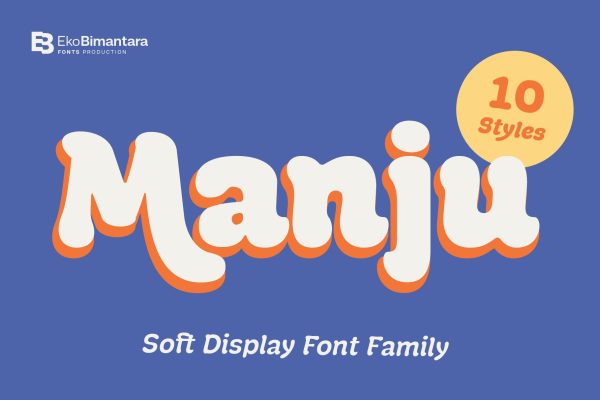 729 10款复古柔软海报画册Logo标题装饰英文字体设计素材Manju Family