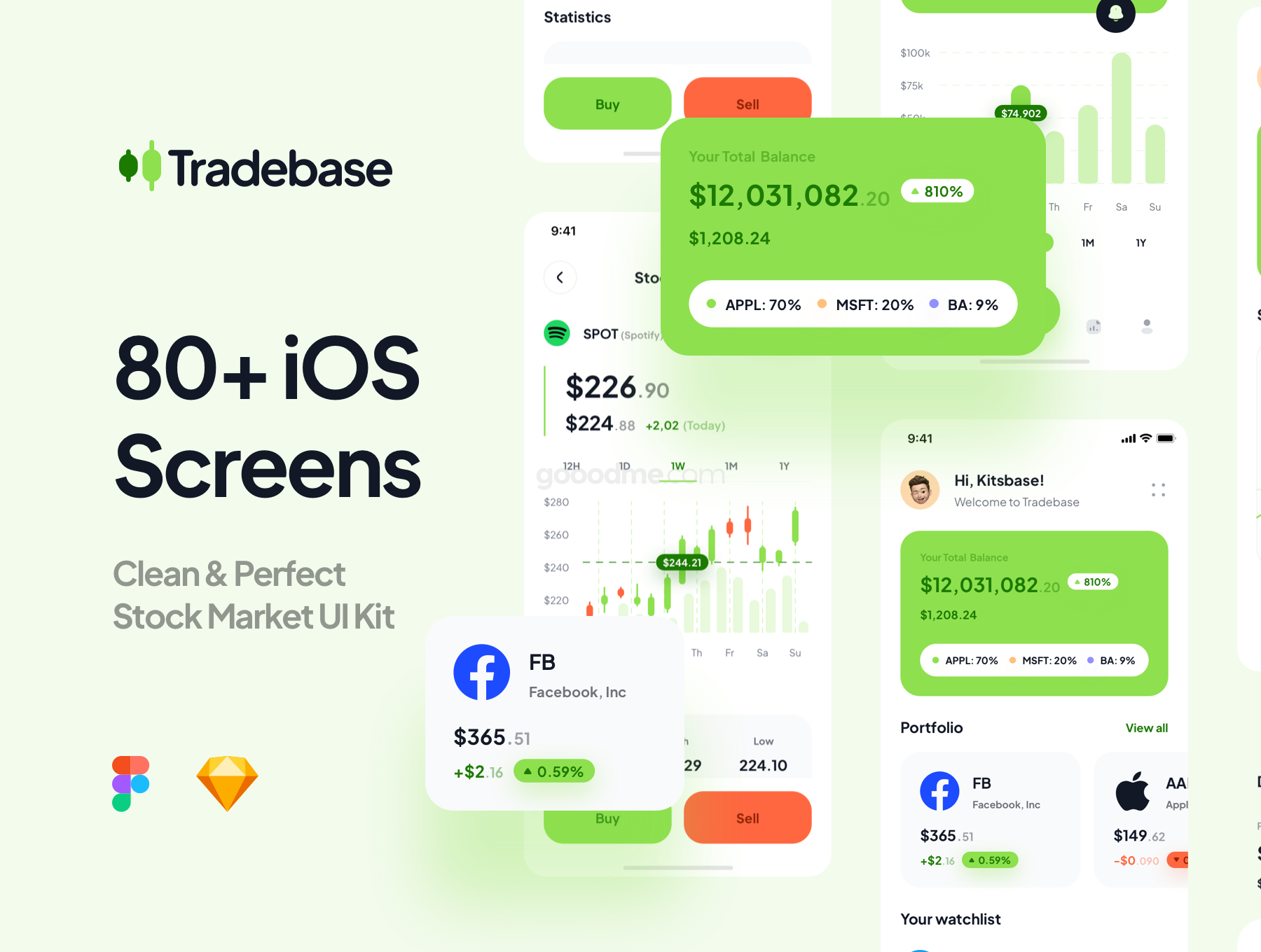 金融股票主题应用程序APP界面设计套件素材 Tradebase – Stock App UI Kit