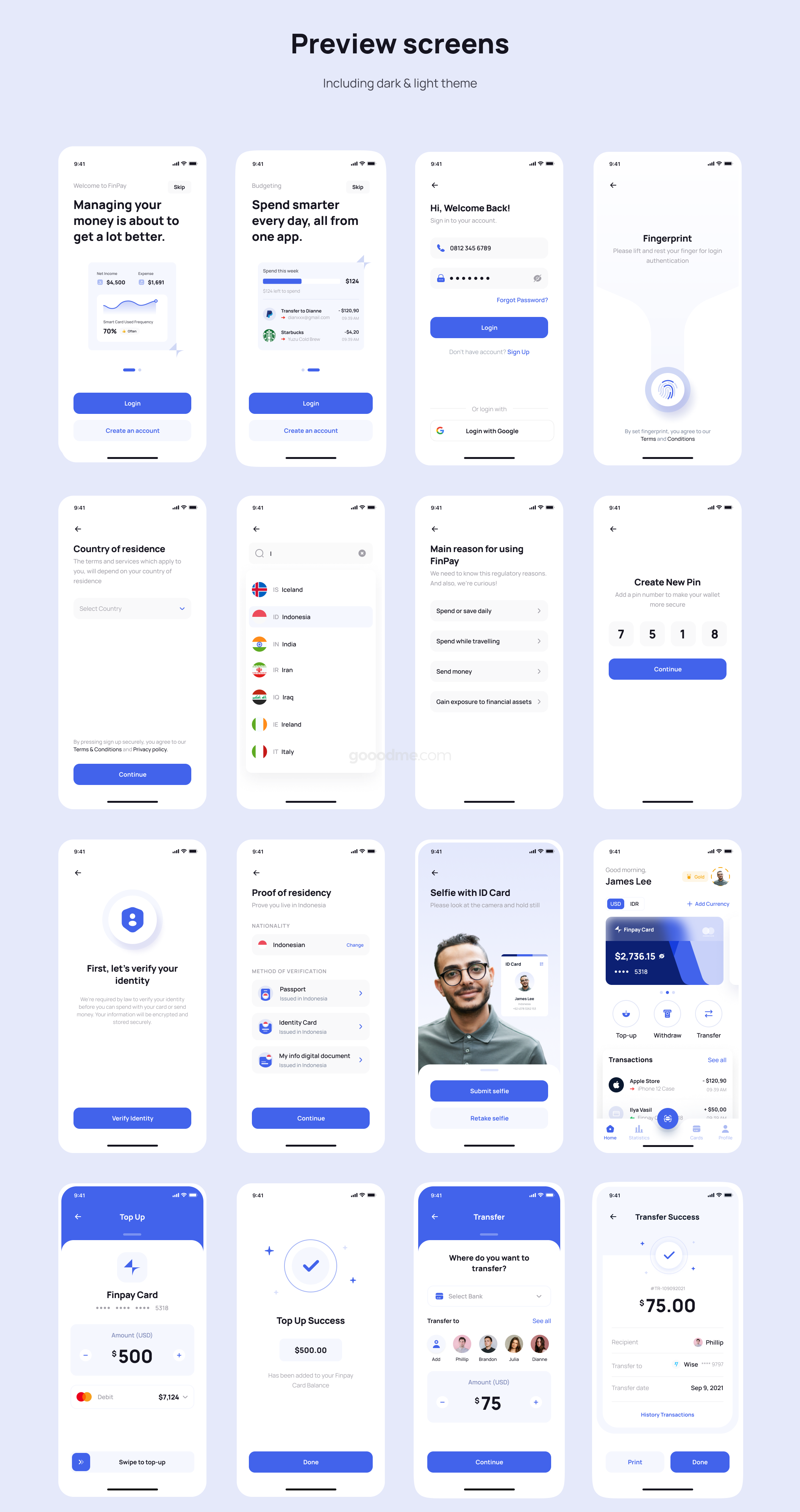 简洁金融产品APP应用界面 UI 套件模板Finpay – Finance App UI Kit