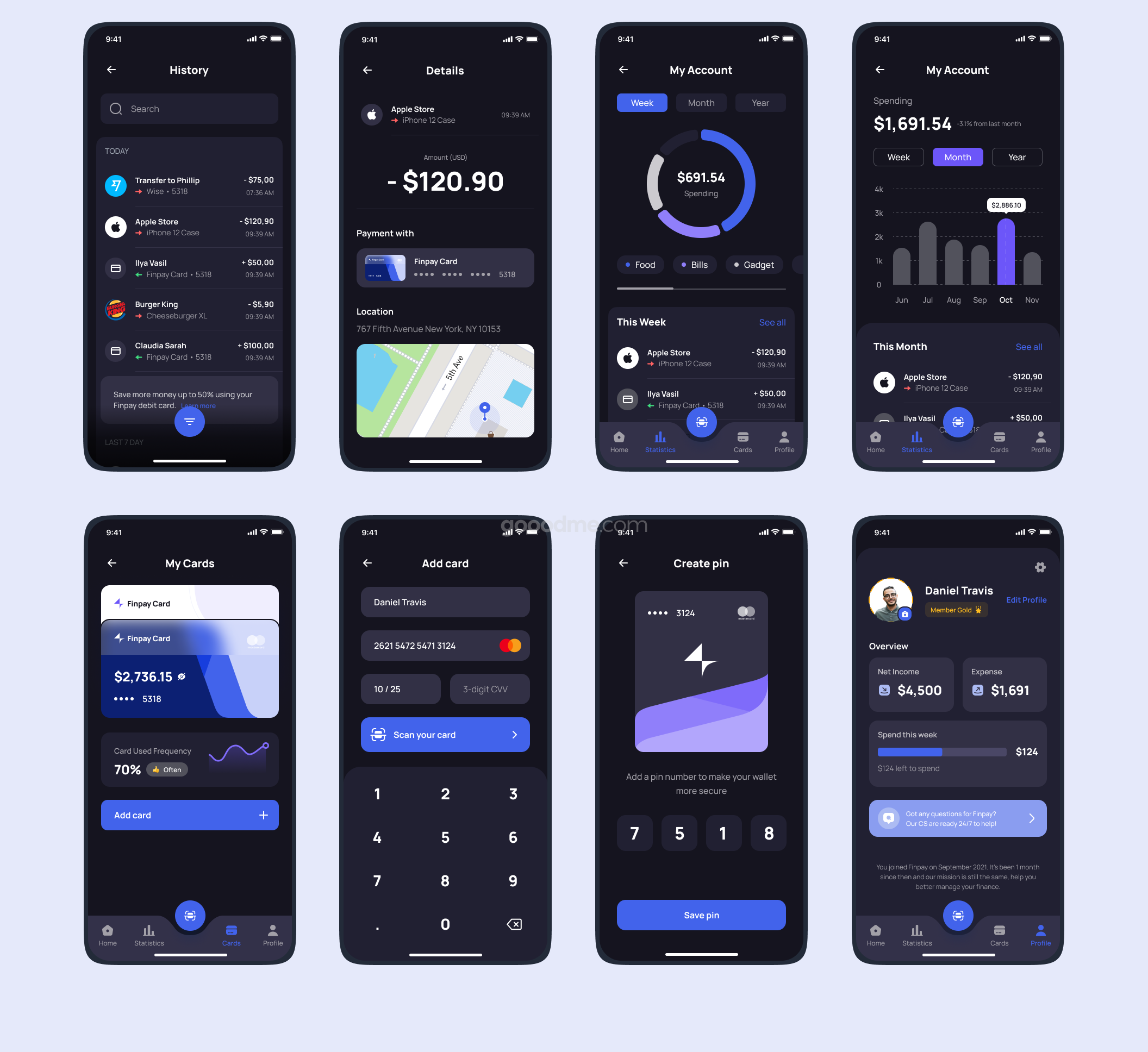 简洁金融产品APP应用界面 UI 套件模板Finpay – Finance App UI Kit