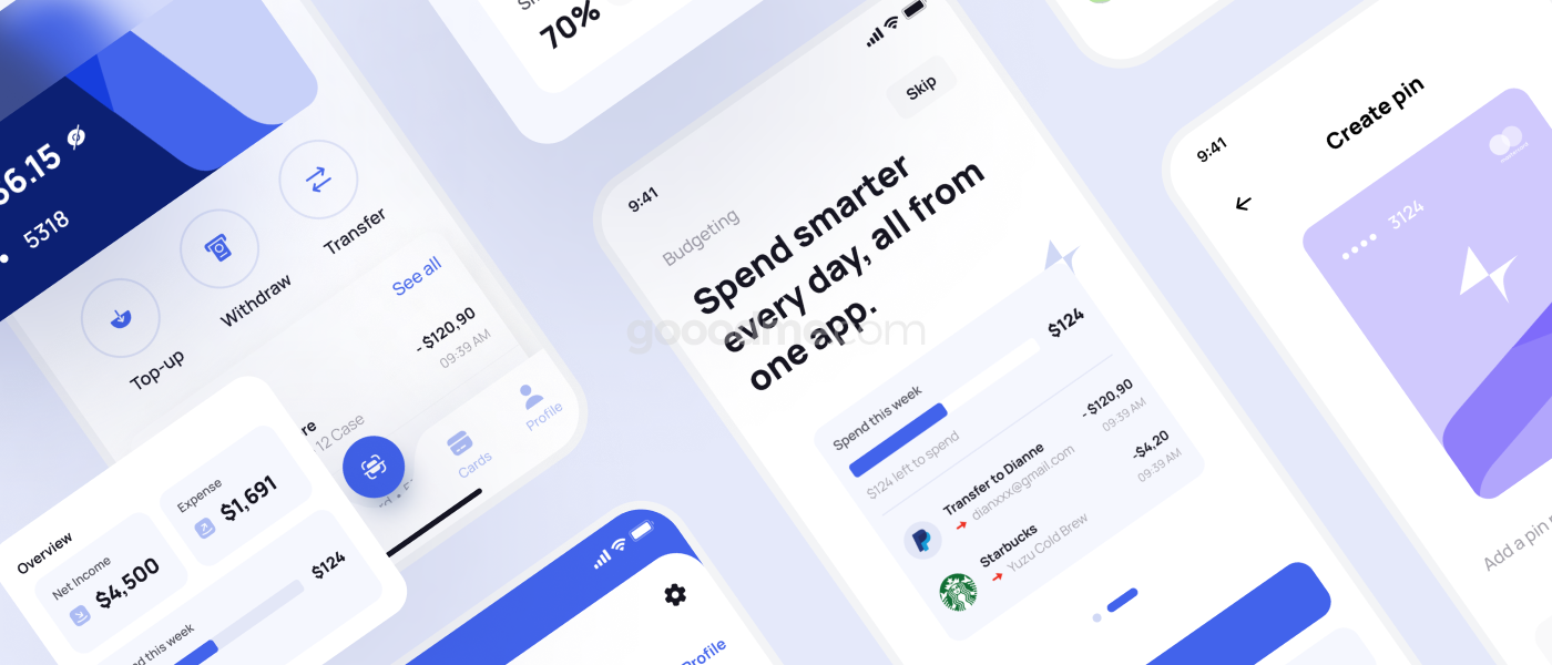 简洁金融产品APP应用界面 UI 套件模板Finpay – Finance App UI Kit