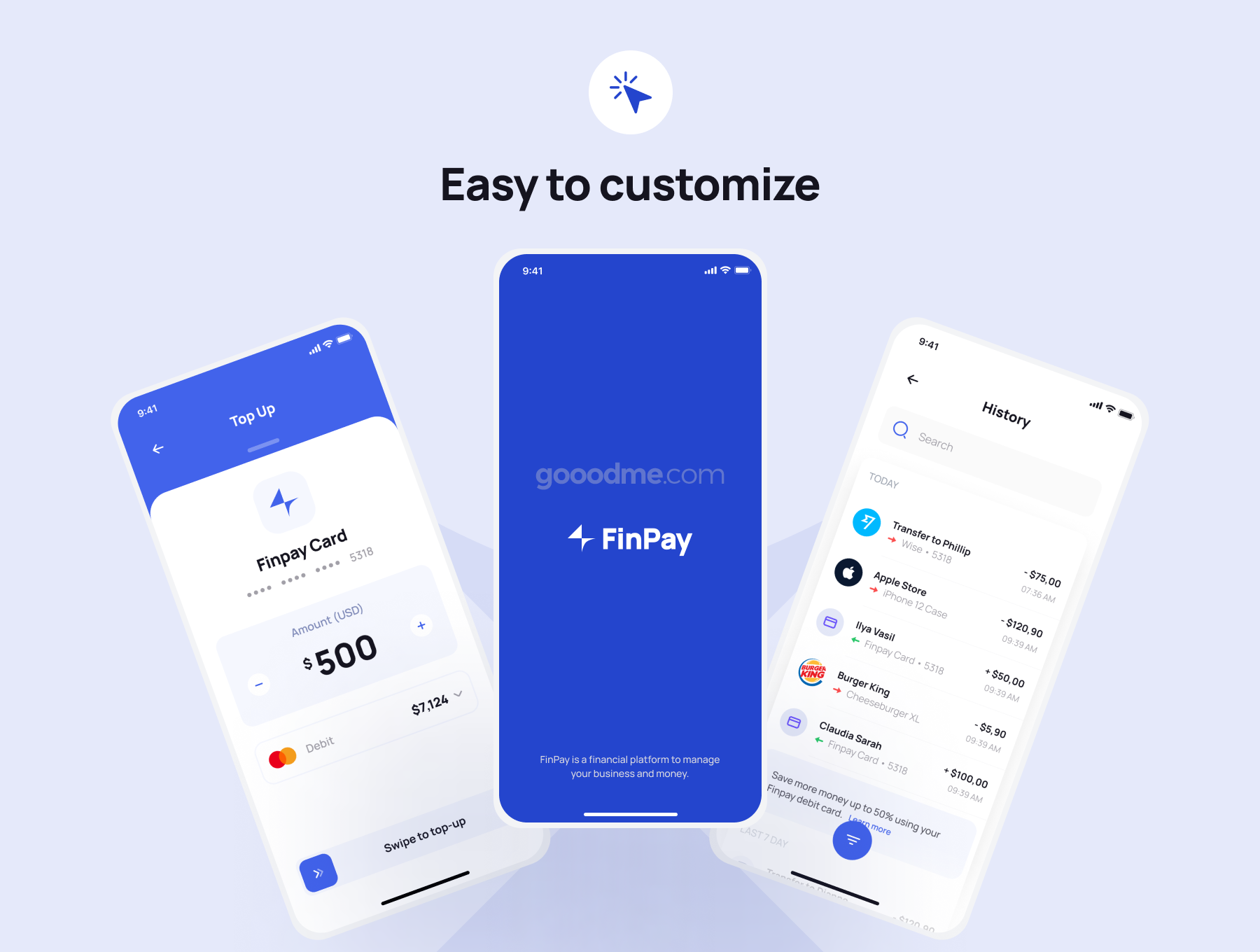 简洁金融产品APP应用界面 UI 套件模板Finpay – Finance App UI Kit