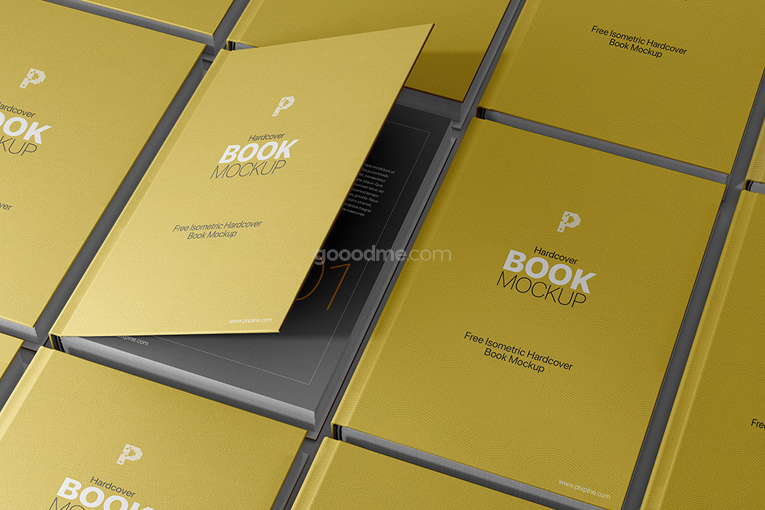 0267 可商用书籍书本平铺错位展示PSD样机 isometric hardcover book mockup