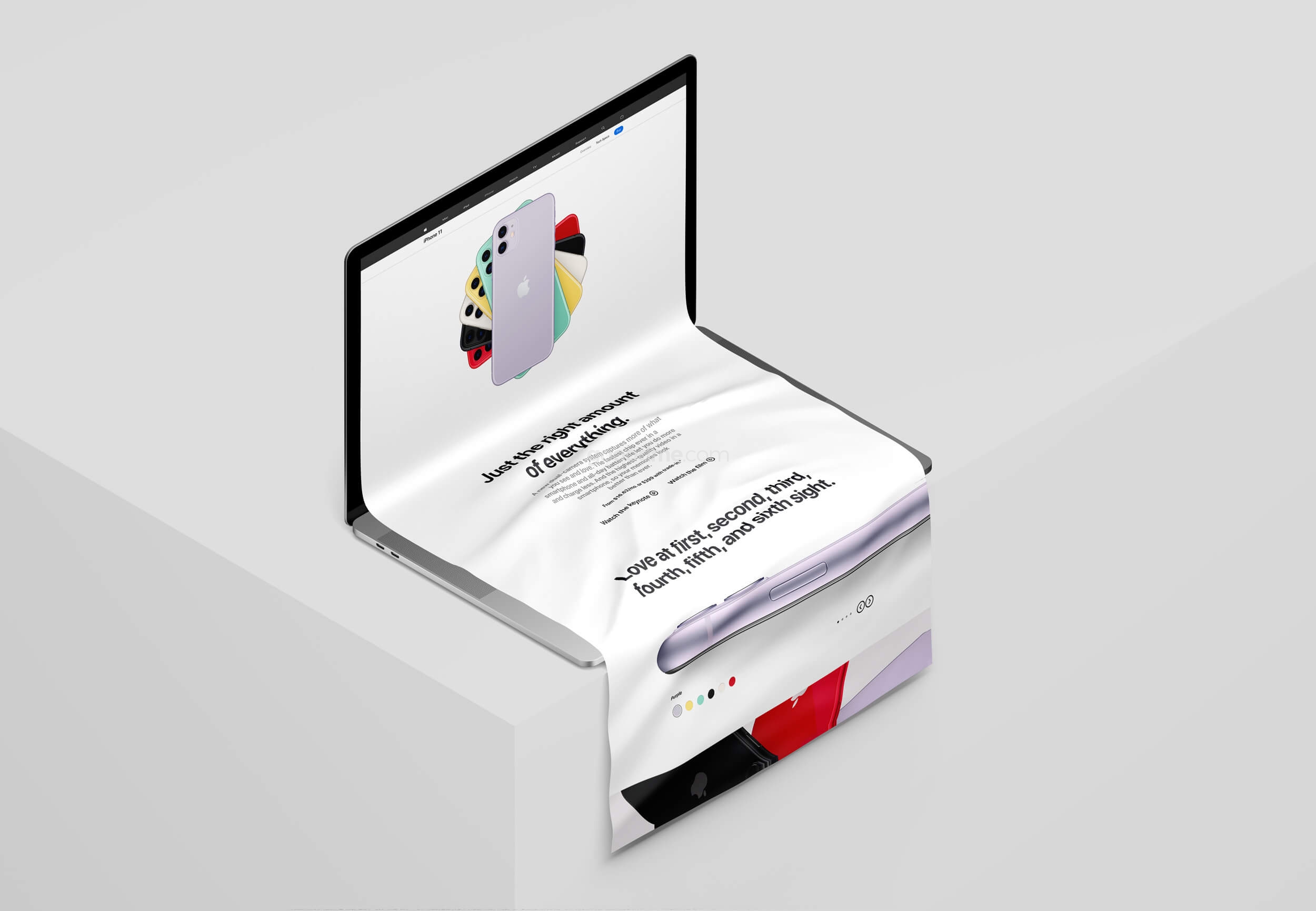 344 可商用长屏网页设计UI展示效果PSD样机素材 MacBook Long Scroll Mockup