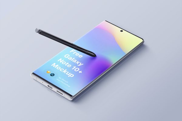 362 可商用三星 Galaxy Note 10 Plus 手机UI展示设计样机素材Samsung Galaxy Note 10 Plus Mockup