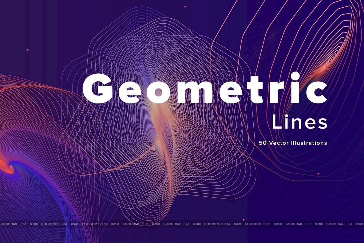 822 50款抽象未来科技不规则线条放射环形数字几何辅助图形矢量设计素材 Geometric Lines