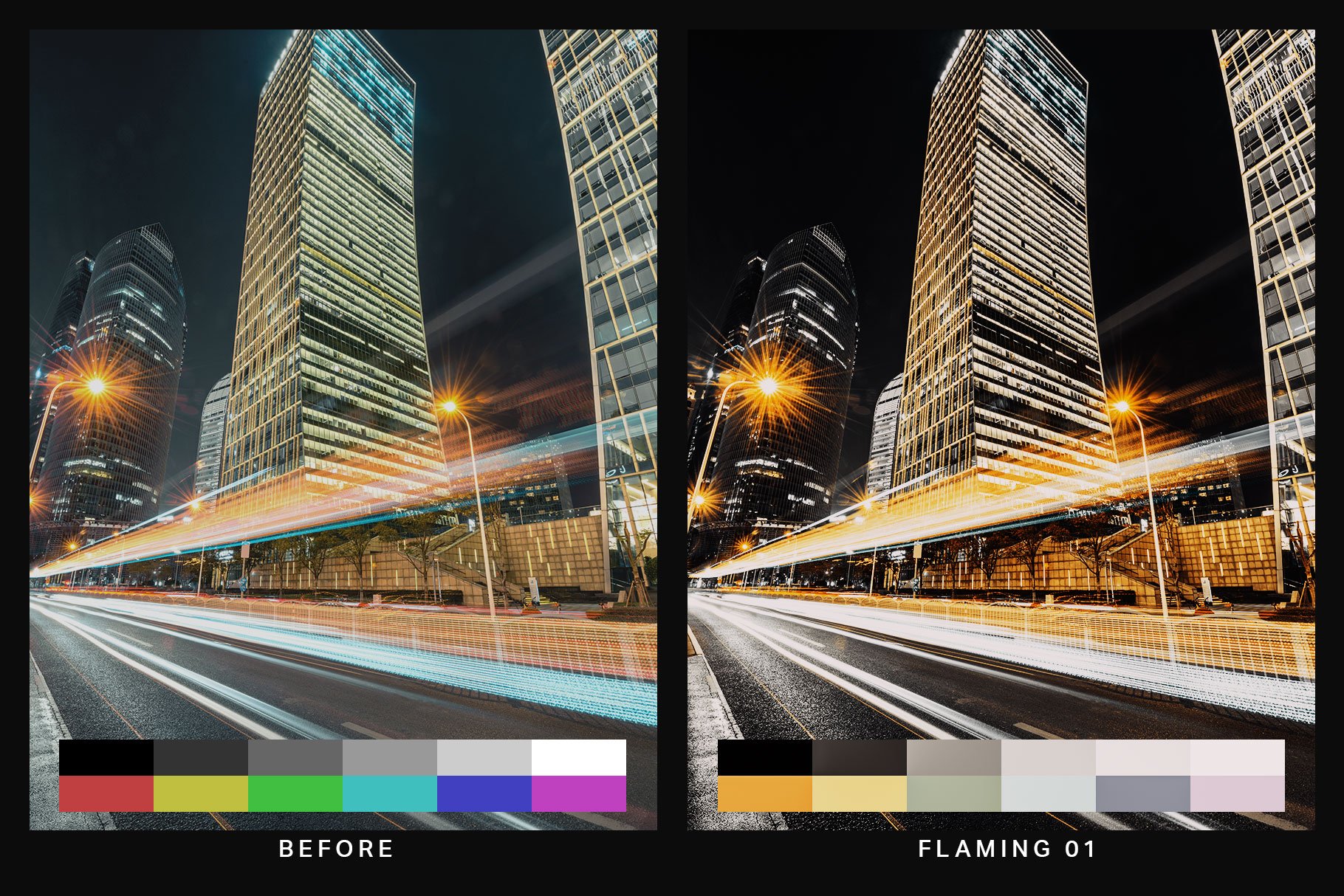 943 50个夜间城市摄影照片调色滤镜Lightroom预设&LUT 50 Urban Black Lightroom Presets and LUTs.zip