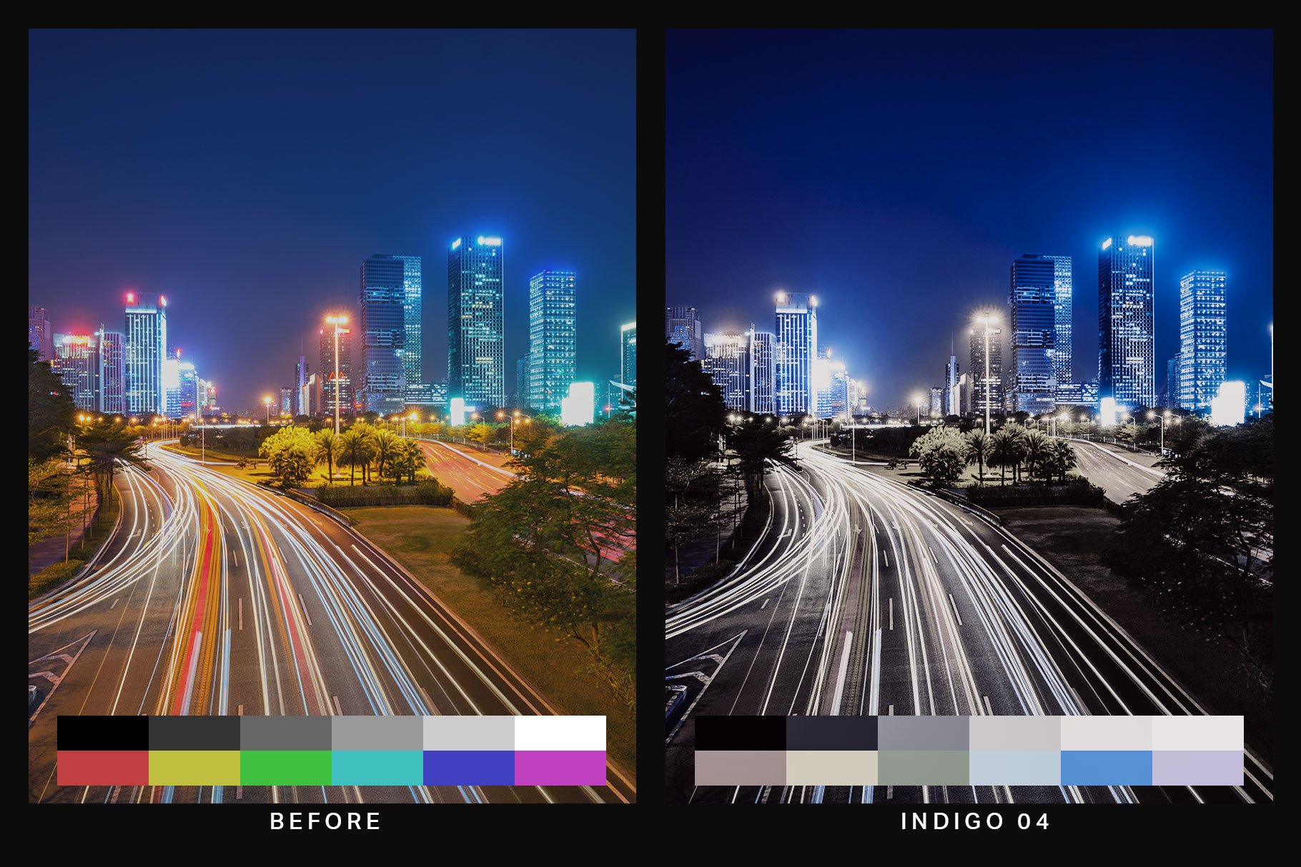 943 50个夜间城市摄影照片调色滤镜Lightroom预设&LUT 50 Urban Black Lightroom Presets and LUTs.zip