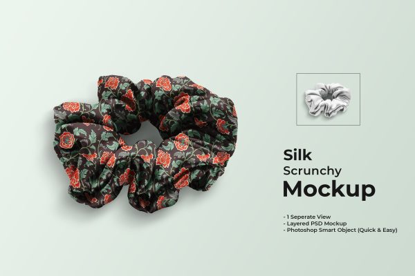 996 围脖图案设计PSD样机模型Silk Scrunchy Mockup