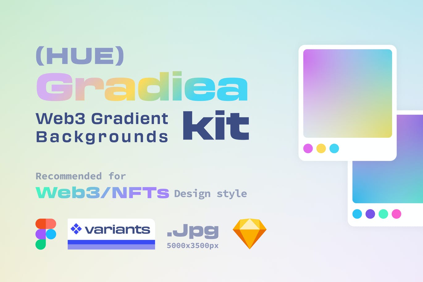 高品质的时尚高端专业的Gradiea Kit – Web3 (Hue Ver.)渐变背景大集合-FIG_ SKETC