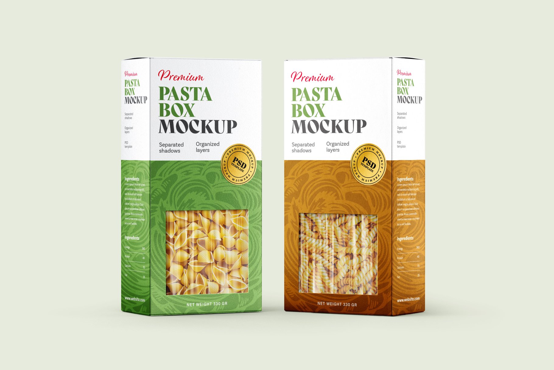 083 意大利面纸盒包装PSD样机套装 Pasta Box Packaging Mockup Set