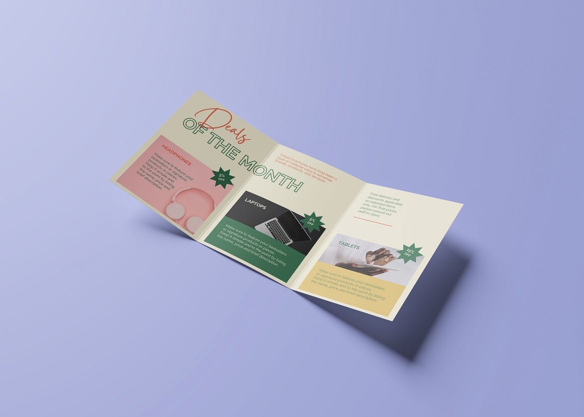 105 A5三折页宣传册PSD样机 A5 Trifold Mockup