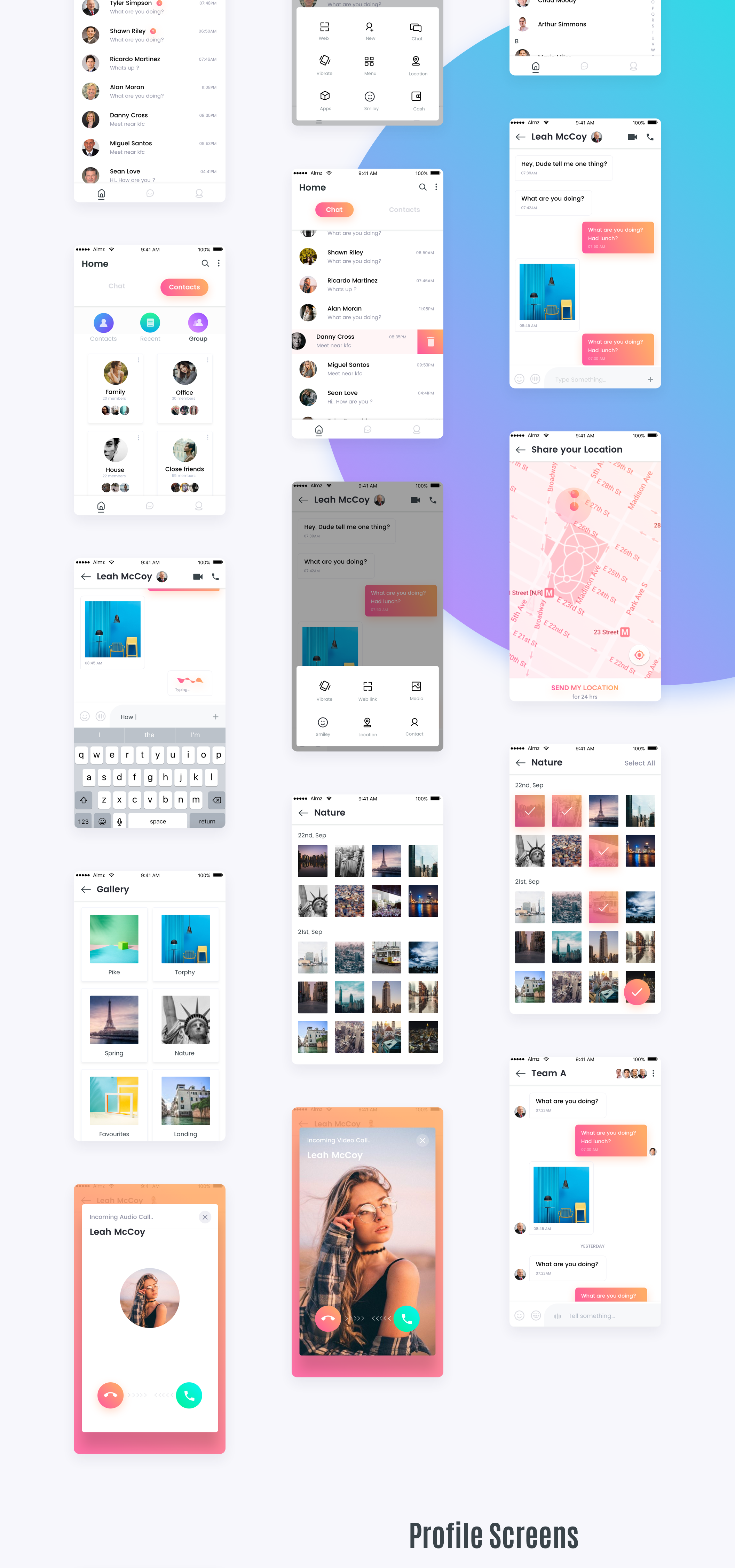 1134 40个聊天UI界面设计素材提供sketch格式 Chat More UI KIT