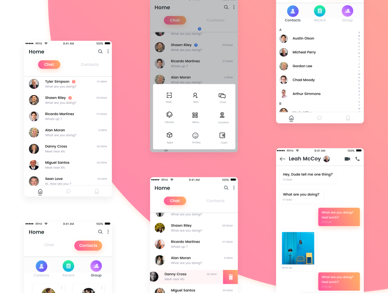 1134 40个聊天UI界面设计素材提供sketch格式 Chat More UI KIT