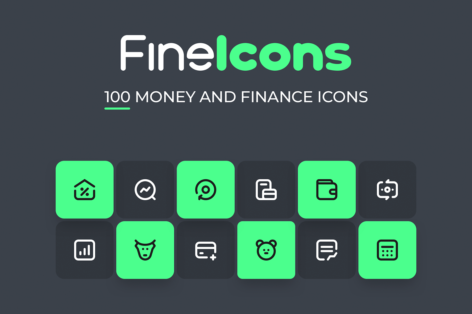 1231 100款时尚金融货币矢量图标设计素材 FineIcons Money and Finance Pack