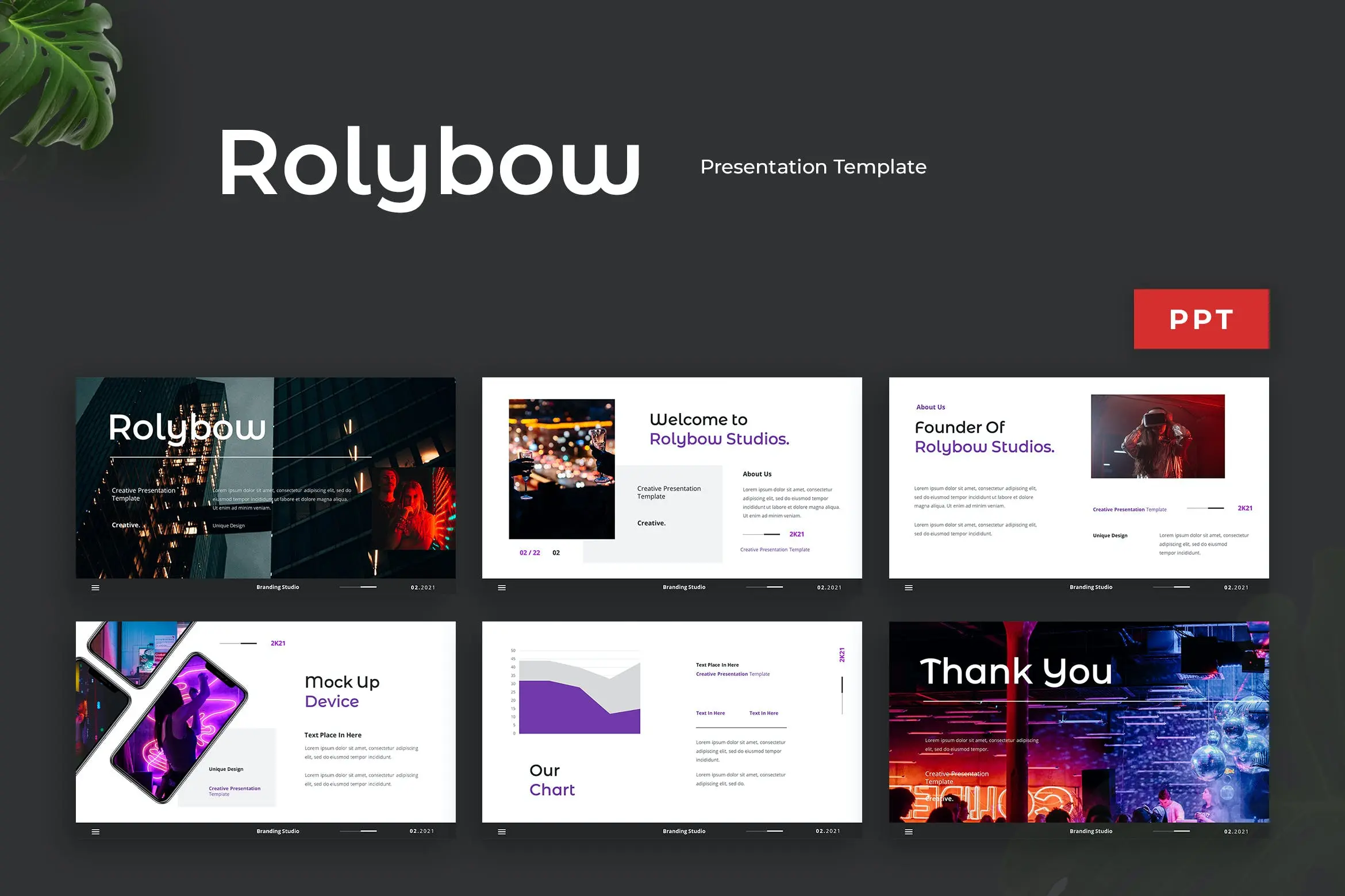 52 音乐舞会派对PPT演示文稿 Rolybow – Creative Presentation Template