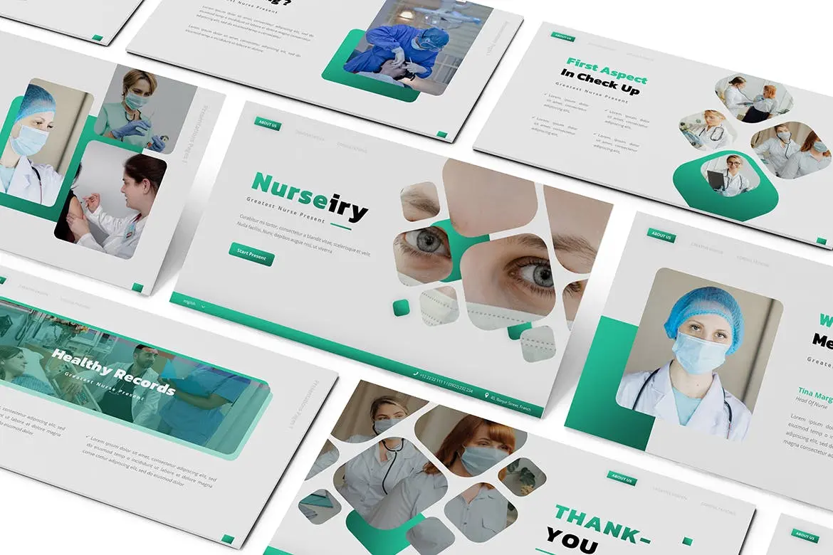 57 医疗医院主题幻灯片演示PPT模板 Nurseiry Powerpoint Presentation Template