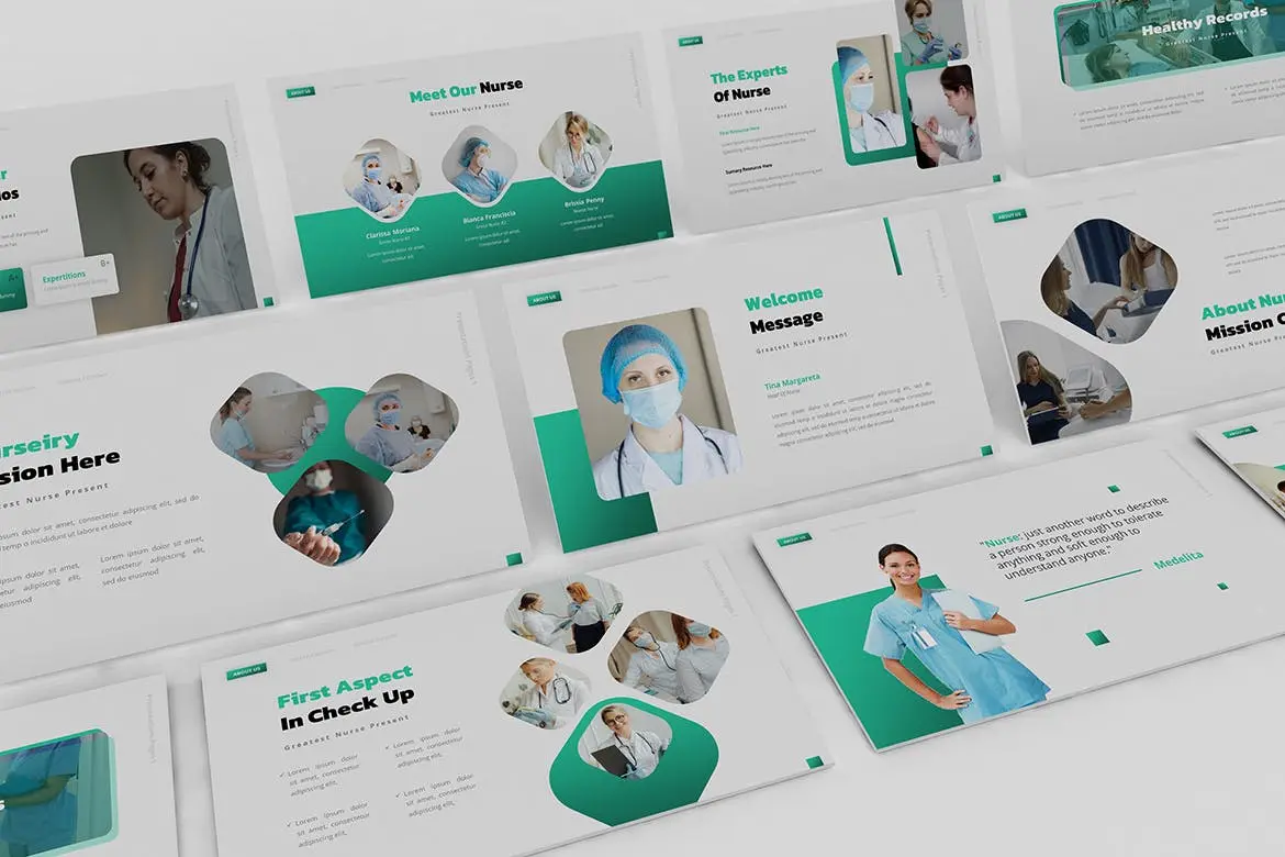 57 医疗医院主题幻灯片演示PPT模板 Nurseiry Powerpoint Presentation Template