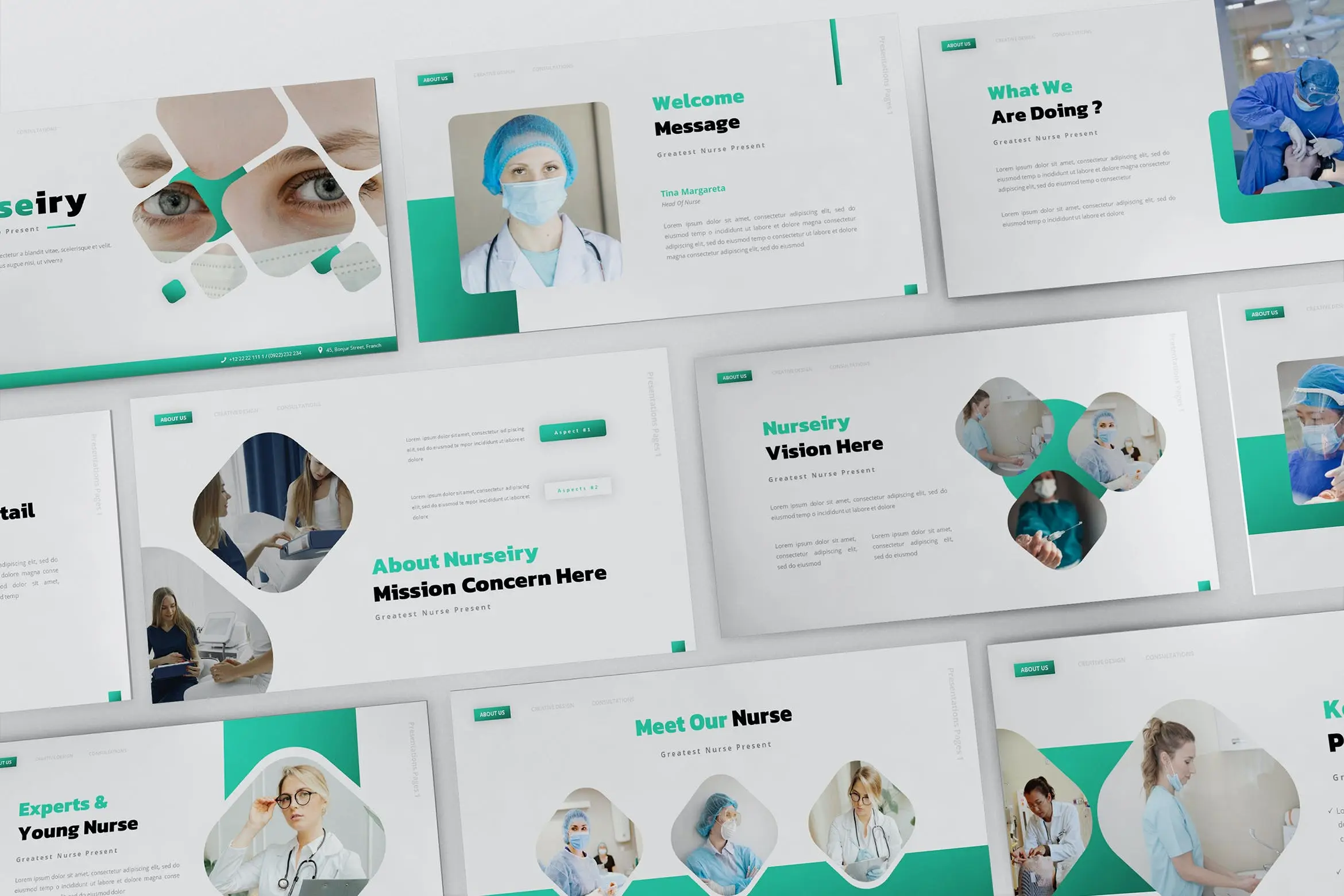 57 医疗医院主题幻灯片演示PPT模板 Nurseiry Powerpoint Presentation Template