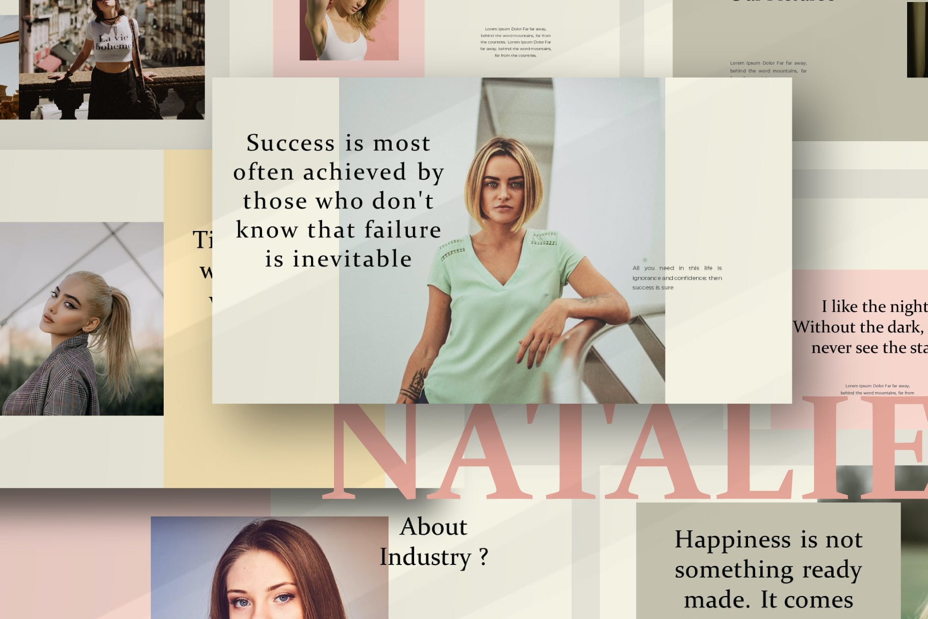 65 简约高端时尚莫兰迪色PPT创意模板 Natalie Powerpoint Template