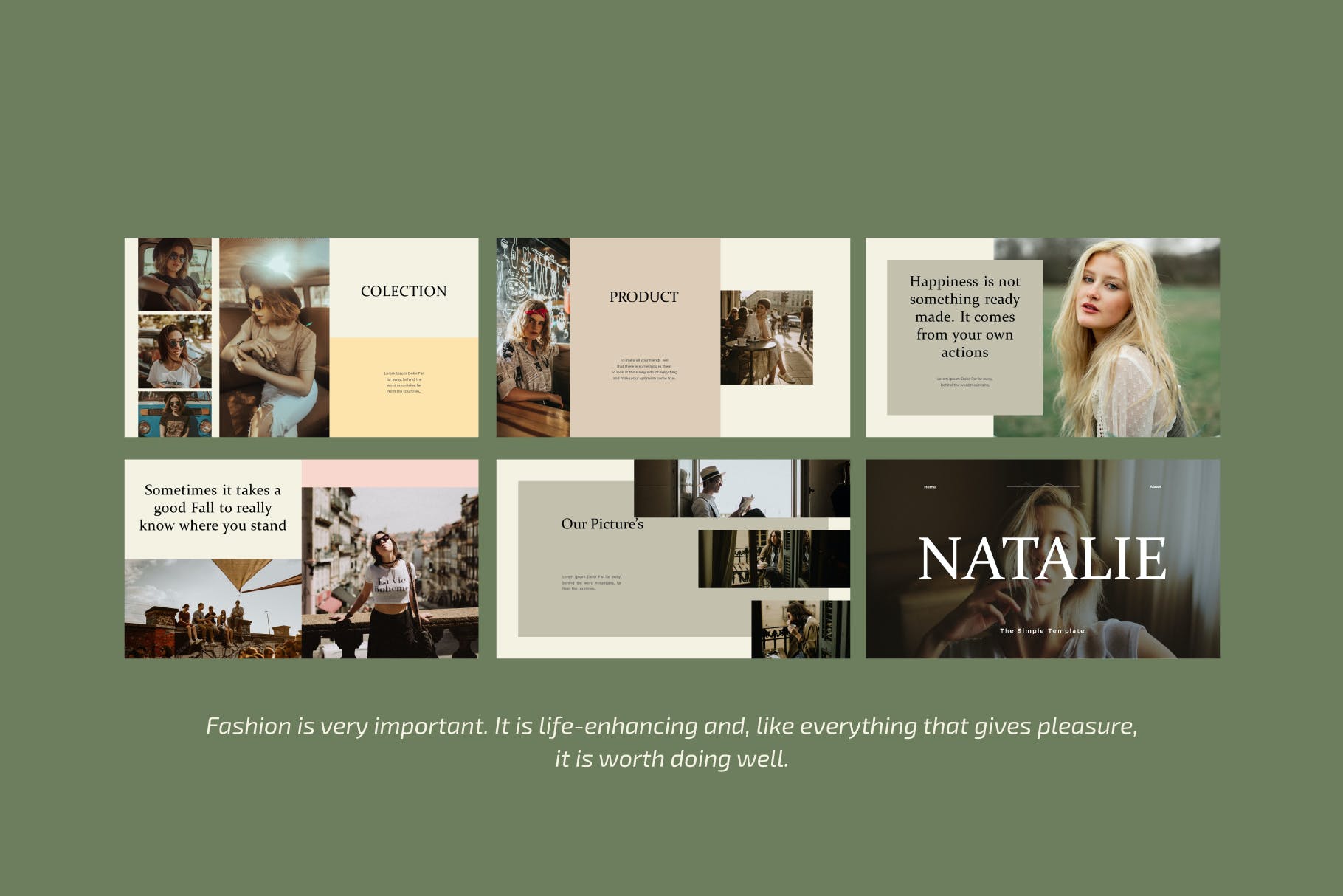 65 简约高端时尚莫兰迪色PPT创意模板 Natalie Powerpoint Template