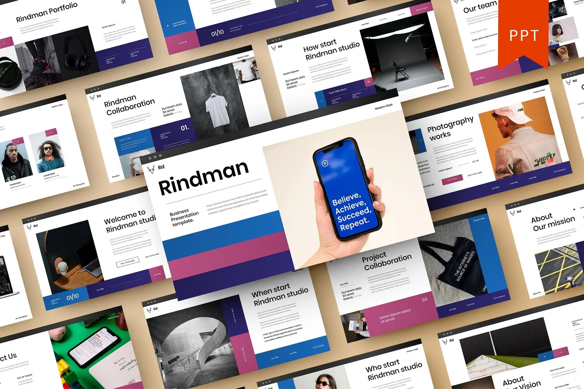 71 时尚潮流服饰品牌宣传演示文稿PPT模板 Rindman – Business PowerPoint Template