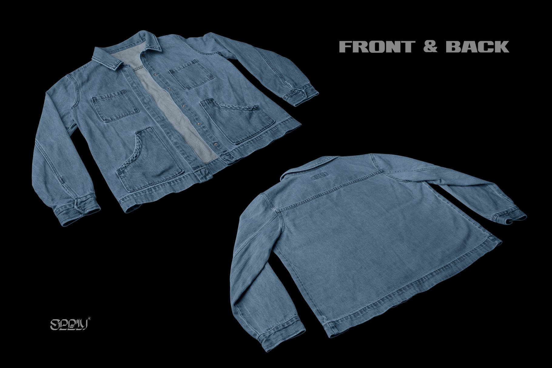 1339 复古牛仔夹克牛仔衣PSD样机 Mad_Supply_Jean_Jacket_3Q_Mockup