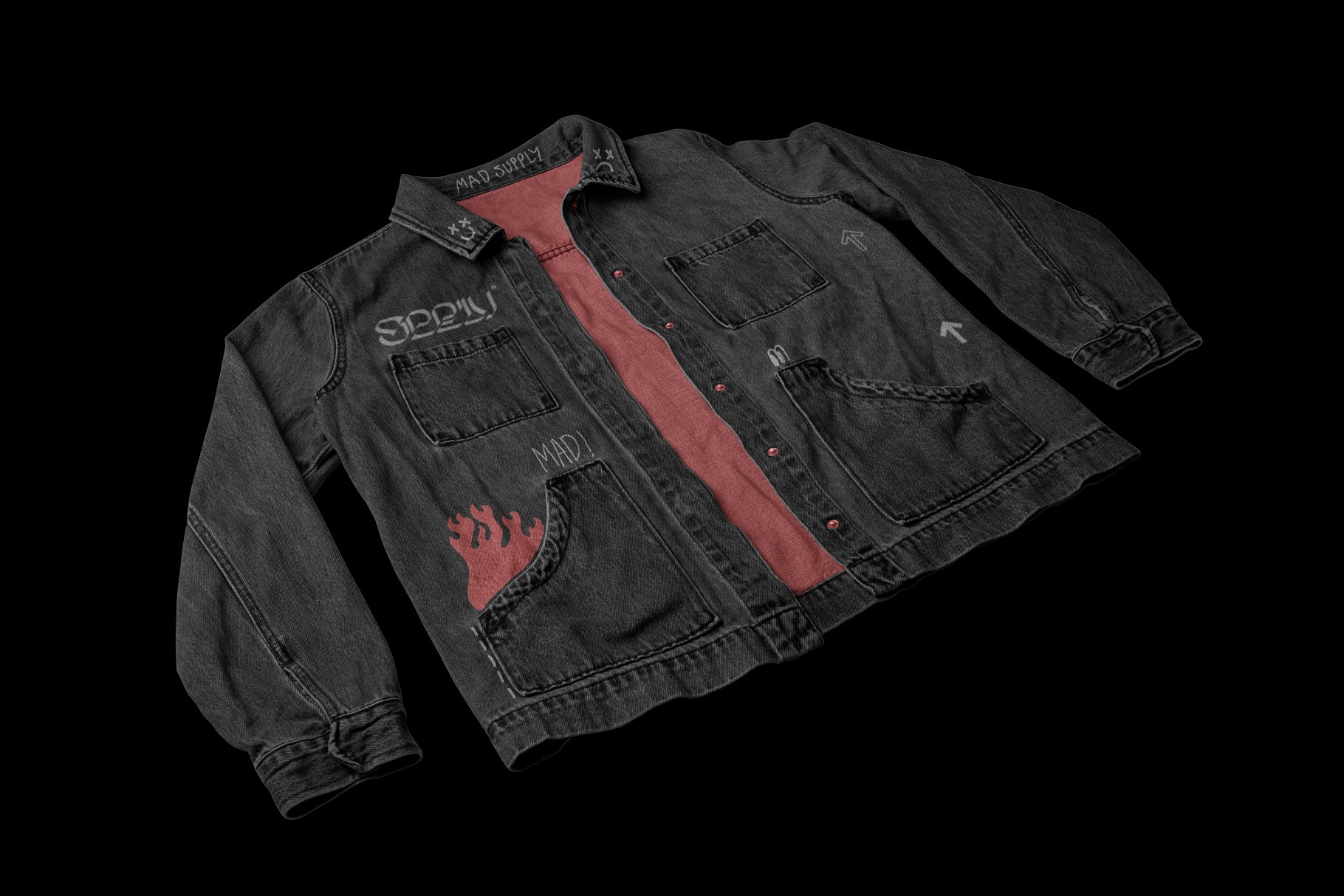 1339 复古牛仔夹克牛仔衣PSD样机 Mad_Supply_Jean_Jacket_3Q_Mockup