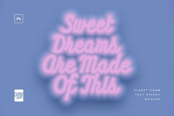 1290 Veila朦脓蓬松泡沫PSD文字样式效果模型 Fluffy foam text effect mockup