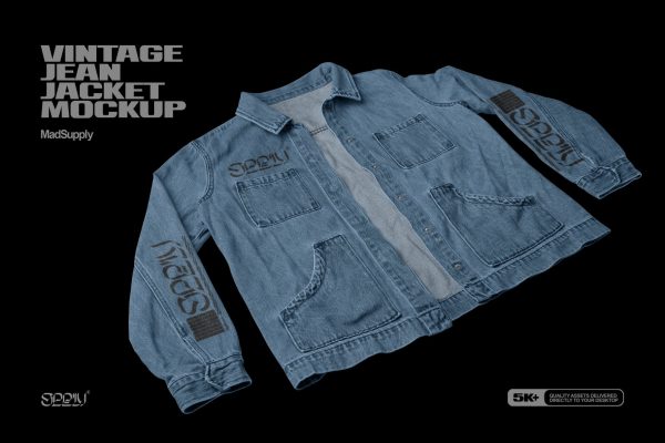 1339 复古牛仔夹克牛仔衣PSD样机 Mad_Supply_Jean_Jacket_3Q_Mockup