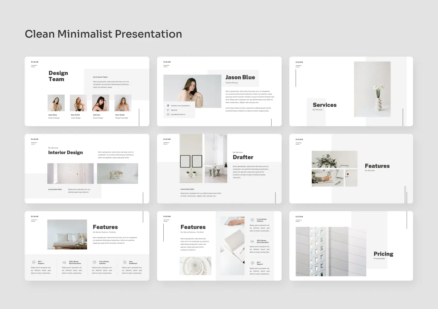 37 干净极简主义PPT模板下载 Clean – Minimalist PowerPoint Presentatio