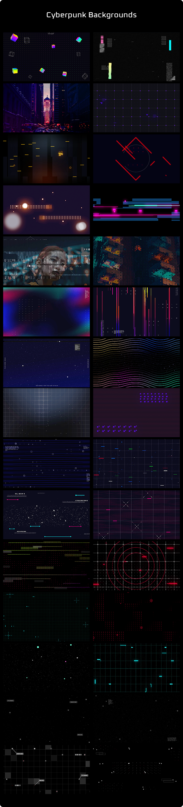 121 赛博朋克霓虹灯标题文字背景动画视频AE模板 Cyberpunk Titles Lowerthirds and Backgrounds