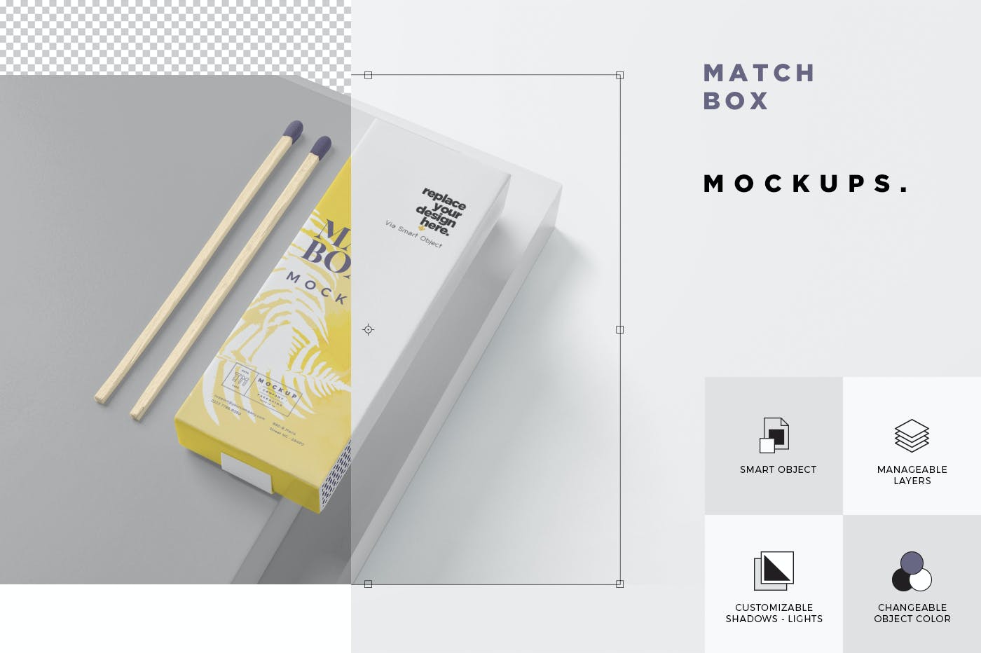 39 矩形火柴盒外包装设计样机模板 match-box-mockups