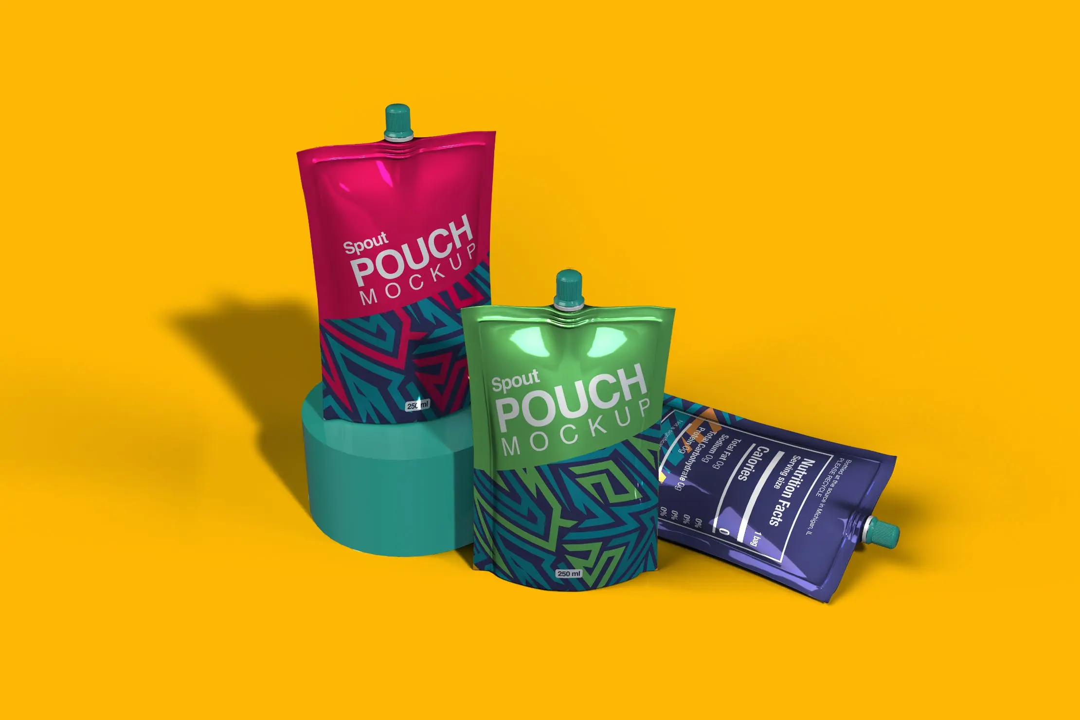 50 饮料吸嘴袋包装设计样机 Spout Pouch Mockup