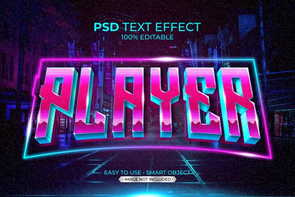 1616 赛博朋克游戏主题文字PS样式一键生成 Player gaming text effect Premium Psd