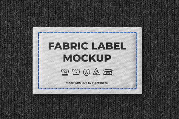 1887 纺织刺绣用品面料标签贴图PS样机 Fabric Label Mock-Up Template