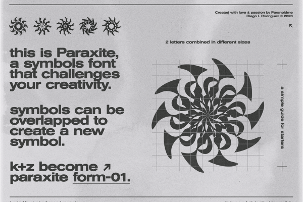 1915 PARAXITE现代酸性符号艺术装饰字体Paranoidme – PARAXITE FONT VOL 1