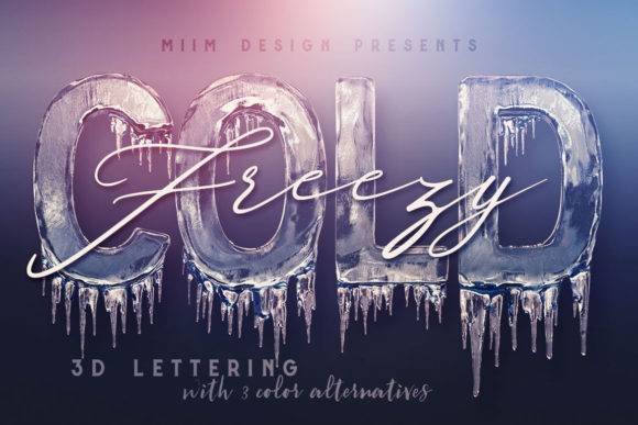 2294 冰冻3D立体文字模型PNG免抠素材包 Ice Cold – 3D Lettering