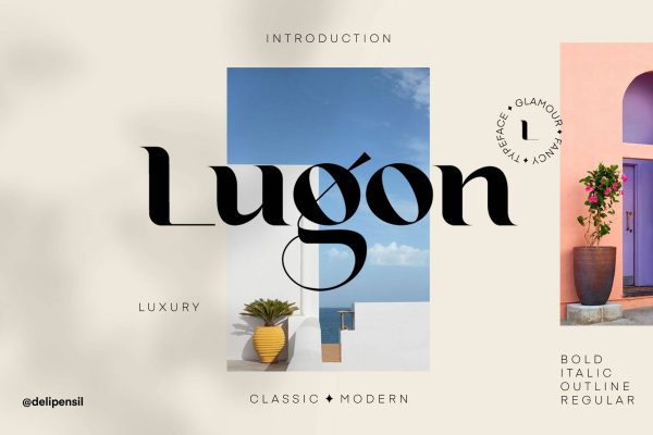 2387 现代经典标题艺术英文逆反差字体 Lugon Classic Modern Typeface