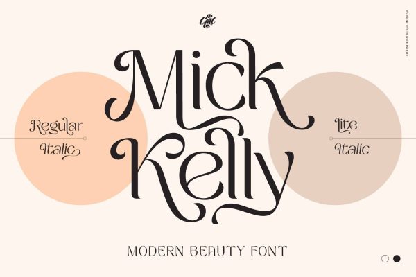 2586 现代优雅品牌徽标Logo杂志标题衬线英文字体素材 Mick Kelly – Beauty Font