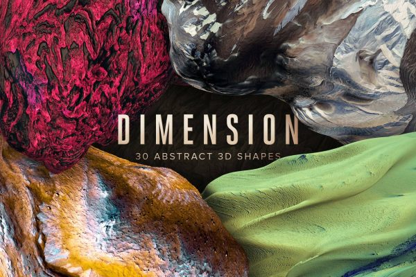 2686 创意抽象纹理系列：抽象岩石油漆效果3D形状背景纹理 Dimension 30 Abstract 3D Shapes