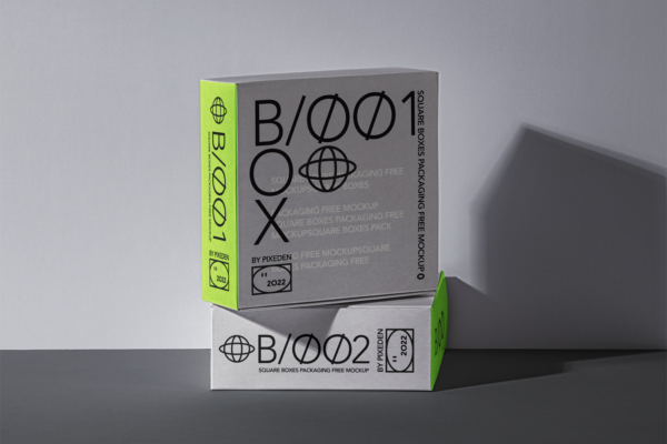 3306 方形纸盒产品包装盒PSD样机 Square Boxes